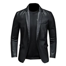 Men's Jackets Suit Oversized Leather Jacket Business Fashion Men's Vegan Jacket Men's Slim Fit PU Leather Jacket Suit For Men S-5XL 231213