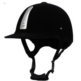 Equestrian Helmet Unisex Classic Velvet Horse Riding Equipment Cycling Protection Cap 52cm Adjustable 231225