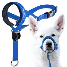 Dog Collars Adjustable Nylon Muzzle Anti-barking Anti-bite Harness Head Collar Halter Training Leash Pet Supplies