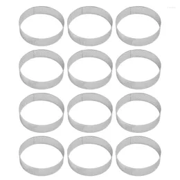 Baking Moulds 12 Pack Stainless Steel Tart Rings Heat-Resistant Perforated Cake Mousse Ring Mold Round Tools
