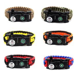 High Quality survival Bracelet Hiking Camping Parachute cord Wristband Mulitifunctional Tactical Bracelet with SOS Lights Whistle Survival EDC tool