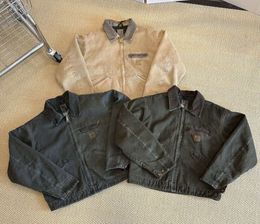 Outdoor Casual American Washed Carhar Designer Vintage Letter Autumn Windbreak Cargo Biker Fashion Winter Jacket Coat 3310ess