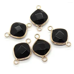 Charms Natural Agate Stone Charm Rhombus Crystal Pendants For Jewelry Making DIY Necklaces Bracelet Two Hole Connector Accessories