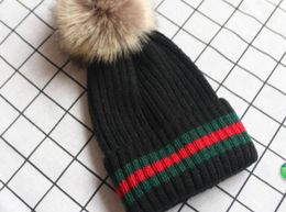 Autumn winter new red and green stripe furring edge wool cap men and women couples parentchild hat2629082