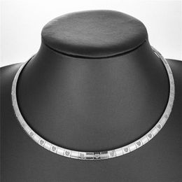 Fashion Women Stainless Steel Chain Choker Necklace Heart Shape Collar For Snake Chain with Bangle Girl Gift Jewellery Width8MM CY13191N