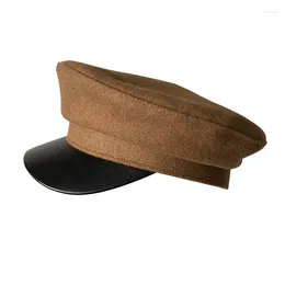 Berets Wool Blended Women Men Military Hat Autumn Winter Sailor Hats Ladies Caps Flat Top Captain Cap Travel Cadet Octagonal NC38