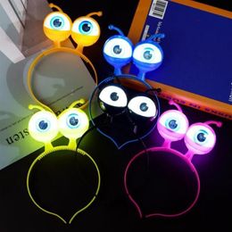 Halloween Masquerade LED Flashing Alien Headband Light-Up Eyeballs Hair Band Glow Party Supplies led Accessories GB1122209V