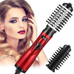 Hair Straighteners Rotating Hair Dryer Brush Electric Blow Drier Comb Air Straightener Curler Iron One Step 2 Gears Blower Replaceable 2 Heads 231213