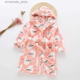 Pyjamas New Soft Children's Robes for 2-6 Years Baby Kids Pyjamas Boys Girls Cartoon Sleepwear Bathrobes Kids Hooded Baby Robes