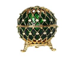 Grid Faberge Egg Crystal Bejewelled Trinket Jewellery Box Earring Holder Pewter Ornament Gift299w7008235