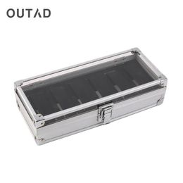 OUTAD Fashion 6 Grid Slots Watches Display Storage Square Box Case Aluminium Watches Boxes Jewellery Decoration Case Gift225c