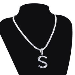 Initial Alphabet Letter Zircon Pendant Necklace A-Z 26 English Letters Charms Necklaces for Women Wedding Jewellery Gift318T