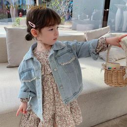 Jackets LOVE DD&MM Girls Children Clothing Princess Pocket Pearl Denim Baby Outerwear Coat Kids Clothes Costumes 3-8 Years