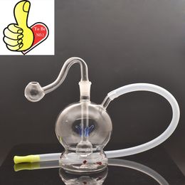 Wholesale Colourful Hookah mini Pyrex glass Oil Burner Pipe Thick Nail bubbler small water dab rig Bong with wax & smoking tobacco bowl and silicone hose