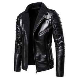 Men's Jackets Men Winter Thick Warm Fleece Leather Jacket Coat Mens Motor Biker Faux PU Jackets Outwear Casual Military Men's Coats S-5XL 231213