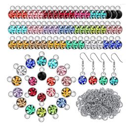Storage Bags 80Pieces Crystal Birthstone Charms For Jewellery Making Round Bracelets Necklaces Findings Silver Colour