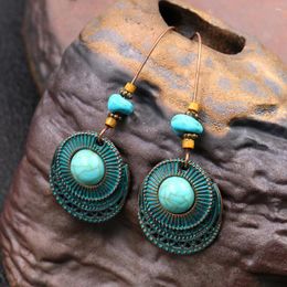 Dangle Earrings Ethnic Boho Turquoise Alloy Long Ear Jewellery Hook Drop Creative Vintage