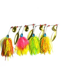 HENGJIA Spoon Spinnerbait Buzzbait Sequins Metal Fishing Lure Beard 40PCS LOT 17G with Skirt Feather for bionic246Y1212284