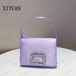 Evening Bags XIYUAN Women Glitter Crystal Satin Handbags Designer Totes Purple/Green/Black Evening Clutch Purses Wedding Party Stone Tote Bag T231214