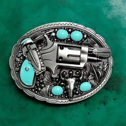 1 Pcs Retro Western Cowboy Turquoise Bead Belt Buckle For Men Women Fit 4cm Wide Jeans Belts Head291h