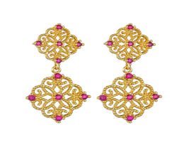 Charm New Earrings Fashion European and American retro Ruby inlaid Earrings 925 Sterling Silver Needle trend creativity Designer J3235215