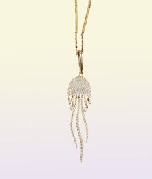 New Micro Crystal Jellyfish Luxury Clavicle Chain Necklace Ocean Tropical Design Tassel Gold Colour Woman Necklace Zk30 X07073262051149403