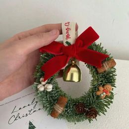 Decorative Flowers Creative DIY Christmas Theme Decoration Wreath 10cm Mini Pendant Car Hanging Home Window