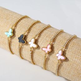 Charm Bracelets Zircon Bracelet Butterfly Animal Insect Cute Women Adjustable Jewelry Shell Acrylic Luxury 18k Gold Plated