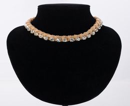 New Charm gold color Chains Choker Rhinestones Women Fashion Crystal Necklaces Pendants Statement Vintage Jewelry N0285274396