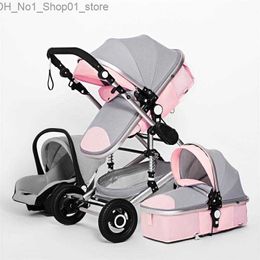 Strollers# Luxury Multifunctional 3 in 1 Baby Stroller Portable High Landscape Stroller Folding Carriage Red Gold Newborn Baby1 high-end soft Q231215