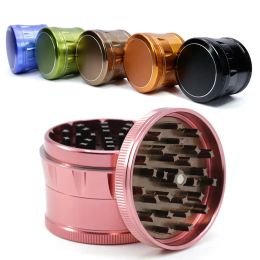 63mm Dia. Drum Shape Herb Grinder Smoking Accessories 4 Layer 4-piece Aluminum Alloy Metal Chamfered Grinders Colorful Tobacco LL