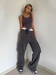 Women's Pants Sexy Fashion Flanging Contrast Color Drawstring Ankle-Tied Workwear Casual Summer Loose Street Slimming Trousers