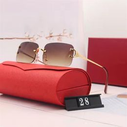 Fashion sport sunglasses for men unisex buffalo horn glasses mens women rimless sun eyeglasses silver gold metal frame eyewear lun226q