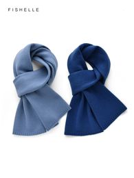 Scarves Morandi Blue Wool Scarf Women's Winter Warm Simple Pure Colour Knitted Wool Scarves Luxury Kids Adults Gifts 231214