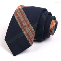 Bow Ties Male Fashion Foraml 2023 7CM Cotton For Men High Quality Business Suit Work Necktie Classic Blue Striped Gift Box