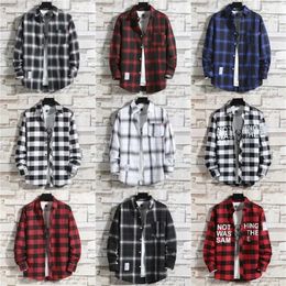 Men's Dress Shirts Men Clothing 2023 Fashion Spring Autumn Casual Plaid Long Sleeve Shirt Retro Youth Allmatch Top Coat S5XL 231213