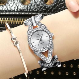 Women Watches CRRJU reloj mujer Classic Fashion bling Diamond Bracelets Dress WristWatch for Ladies stainless steel Clock250h