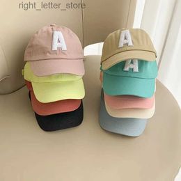 Ball Caps Korean Letter A Embroidery Kids Baseball Cap Candy Color Summer Baby Boys Girls Sun Visor Caps Adjustable Children Beach Hat YQ231214