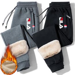 Men's Pants Winter Lambswool Casual For Men Fitness Jogging Sweatpants Male Fashion Solid Drawstring Bottoms Fleece Straight Trousers