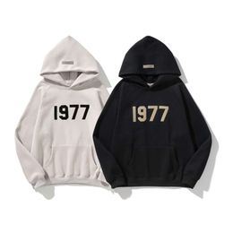 Street trend brand FOG 1977 flocked printed loose hooded hoodie for men and women plush jacket for couples