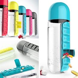 Storage Bottles & Jars 2 In 1 Water Cup Box 7 Grid Outdoor Portable Bottle One Week With Safely Store Pills2628