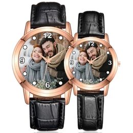 Wristwatches Lovers Custom Po Watch DIY Image Quartz Watches Print Picture On Metal Watch Dial Never Fade Unique Gift For Couples 231213