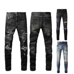Men's designer jeans Men's hole embroidered loose casual jeans for both men and women can be worn ragged patchwork high-quality jeans