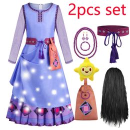 Girl's Dresses Carnival Cosplay Princess Asha Dress for Girls Carnival Christmas Kids Masquerade Stage Performance Birthday Party Costume 231213