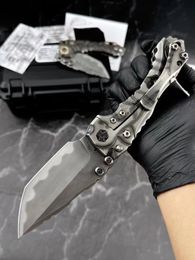 Top Quality High End MBB T1 Strong Tactical Folding Knife Z-wear Titanium Coating Stone Wash Blade CNC TC4 Titanium Alloy Handle Large Survival Folder Knives