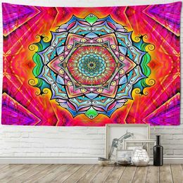 Tapestries Mandala tapestry wall hanging Bohemian home fabric decoration psychedelic multicolor geometric fractal art room 231213