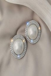S1139 Fashion Jewelry S925 Silver Post Earrings Exaggerated Faux Pearl Rhinstone Stud Earrings8819506
