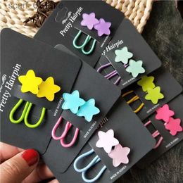 Headwear Hair Accessories 2pcs Fluorescence Colour Elastic Hair Bands for Kids Star Floral Heart Hair Rope Hair Tie for Baby Girl Headwear Hair AccessoriesL231214