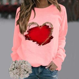 Women's Hoodies Fashionable Round Neck Casual Valentine's Day Love Print Long Funnel Sweatshirts For Women Drop Shoulder Sweater