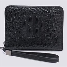 New Men Long wallets real leather crocodile grain hard shell 20cm Length Business casual Cluth wallets multi-slots single zipper211n